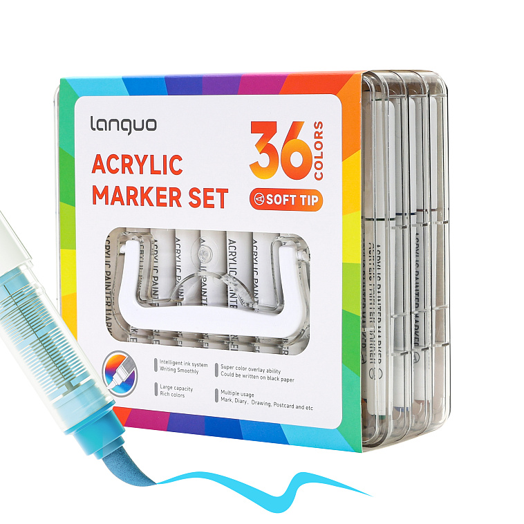 Набор маркеров акриловые Languo, 36 цветов 606x758